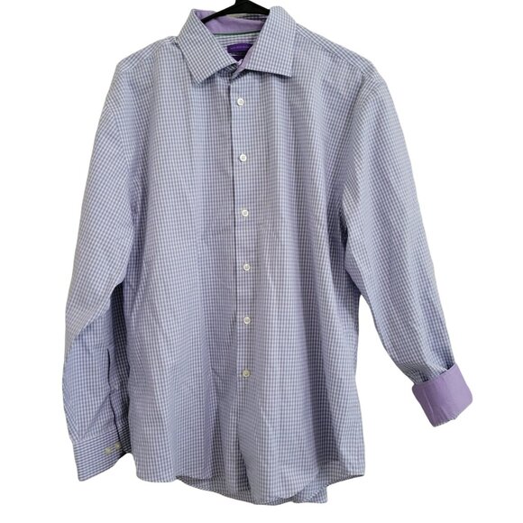 Egara Dress Shirt Mens Size 16.5 Non Iron Modern Fit Egyptian Cotton Flip Cuffs - Picture 2 of 7